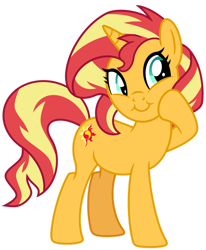 Size: 1024x1240 | Tagged: safe, artist:emeraldblast63, sunset shimmer, pony, unicorn, g4, female, hoof on cheek, mare, simple background, smiling, solo, transparent background