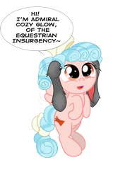 Size: 1885x2666 | Tagged: safe, artist:stormythetrooper, cozy glow, pegasus, pony, g4, belly, bunny ears, female, filly, simple background, solo, talking, transparent background