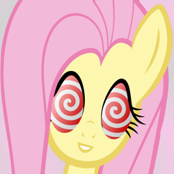Size: 2000x2000 | Tagged: safe, artist:grapefruitface1, artist:thatguy1945, edit, vector edit, fluttershy, pony, g4, creepy, distorted, female, high res, music video reference, peter gabriel, show accurate, solo, swirly eyes, vector, wat