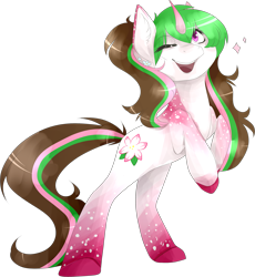 Size: 2349x2554 | Tagged: safe, artist:trigger-bolt, oc, oc only, oc:ivy, pony, unicorn, high res, horn, one eye closed, simple background, solo, transparent background, unicorn oc, wink