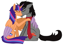 Size: 2899x2069 | Tagged: safe, artist:foreshadowart, oc, oc only, oc:aria, oc:baelfire, high res, hug, oc x oc, shipping, simple background, transparent background, winghug