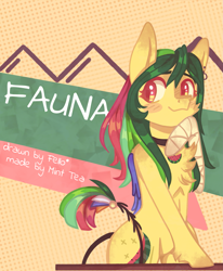 Size: 1545x1874 | Tagged: safe, artist:starfello, oc, oc only, oc:fauna, earth pony, pony, bandage, ear piercing, earring, earth pony oc, jewelry, piercing, smiling, solo