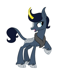 Size: 1249x1413 | Tagged: safe, artist:darbypop1, oc, oc only, oc:kai, kirin, male, raised hoof, simple background, solo, transparent background