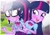 Size: 1280x904 | Tagged: safe, artist:firefly-bases, artist:miss-sweeten443, sci-twi, twilight sparkle, alicorn, equestria girls, equestria girls series, g4, arm grab, base used, blushing, clothes, duo, duo female, female, geode of telekinesis, glasses, magical geodes, self paradox, twilight sparkle (alicorn), twolight