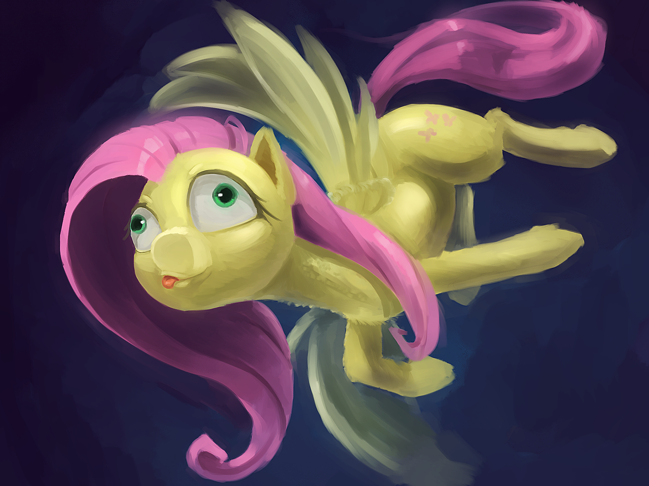 safe, artist:usager, <b>fluttershy</b>, pony, g4, derp, female, solo, tongue out.