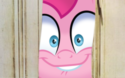 Size: 1280x800 | Tagged: safe, pinkie pie, earth pony, pony, cakes for the memories, g4, my little pony: friendship is forever, adoracreepy, creepy, cute, faic, female, here's johnny, lip bite, looking at you, mare, rapeface, smiling, solo, staring into your soul, the shining, vector, wide eyes