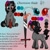 Size: 1280x1280 | Tagged: safe, artist:daisyminttea, oc, oc only, oc:chromium shade, hybrid, pony, umbrum, bottle, eye, eyes, female, hybrid oc, mare, reference sheet, simple background, sword, text, weapon