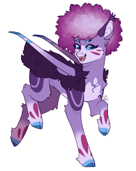 Size: 1912x2408 | Tagged: safe, artist:cloud-drawings, oc, oc only, oc:purple clover, grottoling, original species, spinner (species), simple background, solo, transparent background