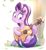 Size: 1224x1322 | Tagged: safe, artist:fuyugi, starlight glimmer, pony, unicorn, blushing, cute, female, glimmerbetes, guitar, hoof hold, horn, mare, musical instrument, pixiv, sitting, smiling, solo, tree
