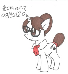 Size: 827x899 | Tagged: safe, artist:cmara, raven, pony, unicorn, g4, female, glasses, mare, simple background, solo, traditional art, white background