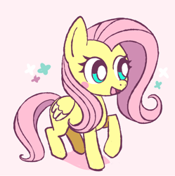 Size: 702x706 | Tagged: safe, artist:mangozone, artist:sallyzone, fluttershy, pegasus, pony, g4, cute, female, mare, open mouth, pink background, shyabetes, simple background, solo