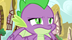 Size: 1920x1080 | Tagged: safe, screencap, spike, dragon, g4, the big mac question, are you fucking kidding me, male, narrowed eyes, reaction image, seriously, solo, spike is not amused, unamused, winged spike, wings