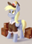 Size: 1866x2586 | Tagged: safe, artist:phutashi, derpy hooves, pegasus, pony, g4, box, clothes, female, folded wings, hat, mailmare, mailmare hat, mailmare uniform, mailpony, mailpony uniform, mare, package, simple background, smiling, solo, standing, three quarter view, uniform, wings
