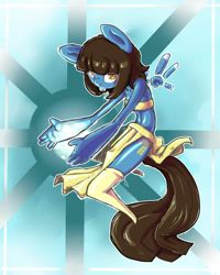 Size: 800x1000 | Tagged: source needed, useless source url, safe, artist:darkminou, oc, oc only, pegasus, anthro, unguligrade anthro, abstract background, clothes, dress, female, glowing hands, pegasus oc, solo, wings