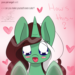 Size: 1000x1000 | Tagged: safe, artist:kaggy009, oc, oc only, oc:peppermint pattie (unicorn), pony, unicorn, ask peppermint pattie, female, mare, solo