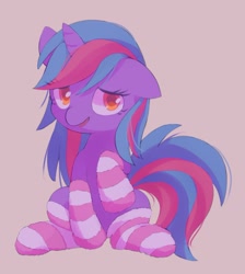 Size: 1100x1225 | Tagged: safe, artist:lexiedraw, oc, oc only, oc:cosmic spark, pony, unicorn, clothes, socks, solo, striped socks