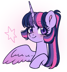 Size: 1229x1325 | Tagged: safe, artist:hawthornss, twilight sparkle, alicorn, pony, g4, beanbrows, blushing, cute, eyebrows, eyebrows visible through hair, female, looking at you, simple background, smiling, solo, twiabetes, twilight sparkle (alicorn), white background