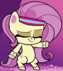 Size: 956x1080 | Tagged: safe, screencap, fluttershy, pegasus, pony, g4.5, my little pony: pony life, superb six, adorasexy, animated, bipedal, cropped, cute, dancing, eyes closed, female, gif, headband, pelvic thrust, sexy, shake, shyabetes, solo, spotlight, stupid sexy fluttershy, wings