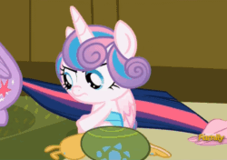 Size: 704x495 | Tagged: safe, screencap, princess flurry heart, twilight sparkle, whammy, alicorn, pony, snail, a flurry of emotions, g4, animated, annoyed, baby, baby alicorn, blanket, butt, cropped, diaper, discovery family logo, eyes closed, female, filly, flurry heart is not amused, frown, gif, gritted teeth, mare, plot, plushie, sitting, solo focus, struggling, tail, tail pull, toy, tugging, twilight sparkle (alicorn), unamused