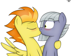 Size: 3000x2350 | Tagged: safe, artist:marusya, limestone pie, spitfire, earth pony, pegasus, pony, g4, blushing, crack shipping, cute, cutefire, female, high res, hug, kiss on the lips, kissing, lesbian, limefire, love, shipping, simple background, transparent background, wings