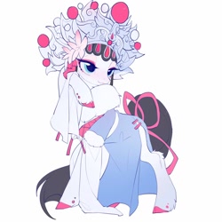Size: 1024x1024 | Tagged: safe, artist:amo, oc, oc only, pony, ceremonial, clothes, headdress, peking opera, simple background, solo, white background