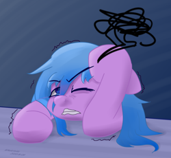 Size: 2452x2260 | Tagged: safe, artist:whale falda, oc, oc only, pegasus, pony, floppy ears, headache, high res, pain, solo, tired