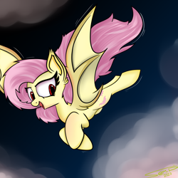 Size: 4000x4000 | Tagged: safe, alternate version, artist:ser-p, fluttershy, bat pony, pony, g4, absurd resolution, bat ponified, female, flutterbat, flying, race swap, solo