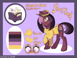 Size: 2224x1668 | Tagged: safe, artist:mychelle, oc, oc only, oc:story book, pony, unicorn, clothes, female, mare, reference sheet, solo, sweater