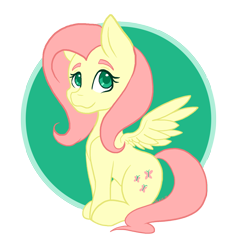 Size: 1280x1272 | Tagged: safe, artist:mscolorsplash, fluttershy, pegasus, pony, g4, circle background, colored pupils, cute, female, mare, shyabetes, sitting, solo, spread wings, wings
