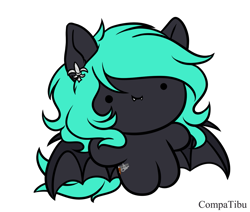 Size: 1407x1193 | Tagged: safe, artist:compatibu, part of a set, oc, oc only, oc:moonlight requiem, bat pony, pony, commission, female, simple background, smol, solo, transparent background, ych result