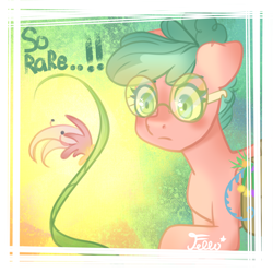 Size: 2000x2000 | Tagged: safe, artist:starfello, oc, oc only, earth pony, pony, earth pony oc, eyelashes, female, flower, glasses, high res, mare, signature, solo, talking