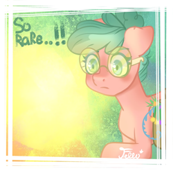 Size: 2000x2000 | Tagged: safe, alternate version, artist:starfello, oc, oc only, earth pony, pony, earth pony oc, eyelashes, female, glasses, high res, mare, signature, solo, talking
