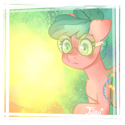 Size: 2000x2000 | Tagged: safe, alternate version, artist:starfello, oc, oc only, earth pony, pony, earth pony oc, eyelashes, female, glasses, high res, mare, signature, solo