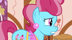 Size: 1920x1080 | Tagged: safe, screencap, cup cake, earth pony, pony, g4, the big mac question, female, food, pie, solo