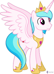 Size: 4000x5495 | Tagged: safe, artist:parclytaxel, oc, oc only, oc:prince endearment, alicorn, pony, .svg available, absurd resolution, alicorn oc, commission, crown, hoof shoes, horn, jewelry, male, peytral, regalia, simple background, smiling, solo, spread wings, stallion, transparent background, vector, wings