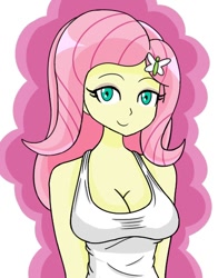 Size: 431x551 | Tagged: safe, artist:handgunboi, fluttershy, equestria girls, g4, adorasexy, breasts, busty fluttershy, cleavage, clothes, cute, female, sexy, solo, tank top