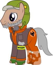 Size: 2356x2900 | Tagged: safe, artist:sketchmcreations, earth pony, pony, clothes, coat, dirty, half-life: alyx, hat, high res, jumpsuit, male, ponified, simple background, solo, stallion, transparent background, vector