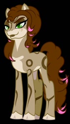 Size: 731x1280 | Tagged: safe, artist:happyanthro, oc, oc only, oc:lizzy, earth pony, pony, bedroom eyes, black background, digital art, female, mare, ponified, simple background, solo, tail
