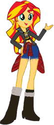 Size: 262x600 | Tagged: safe, artist:nightred15, edit, edited edit, editor:nightred15, sunset shimmer, equestria girls, g4, background removed, blanket, boots, clothes, cute, eqg promo pose set, female, guns n roses, jacket, leather jacket, midriff, pants, rocker, shirt, shoes, simple background, smiling, transparent background