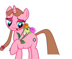 Size: 2028x1671 | Tagged: safe, artist:aquilles_da_amizade, oc, oc only, oc:star of heart, pony, unicorn, blushing, female, flower, mare, simple background, solo, transparent background