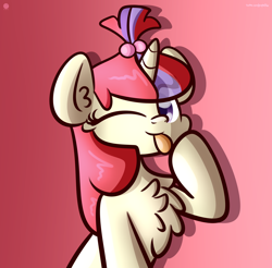 Size: 3250x3200 | Tagged: dead source, safe, artist:php142, moondancer, pony, unicorn, g4, :p, chest fluff, cute, female, gradient background, high res, mare, one eye closed, solo, tongue out, wink