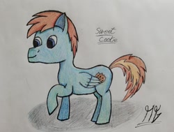 Size: 856x647 | Tagged: safe, artist:matyas451, oc, oc only, oc:sweet cookie, pony, paper, solo, traditional art