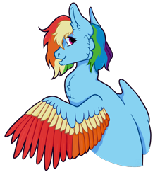 Size: 1000x1100 | Tagged: safe, artist:malphym, rainbow dash, pegasus, pony, g4, alternate hairstyle, chest fluff, ear fluff, female, mare, open mouth, redesign, simple background, solo, transparent background