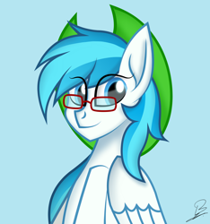 Size: 3000x3200 | Tagged: safe, artist:aorkamon, artist:benzayngcup, oc, oc only, pegasus, pony, blue background, cowboy hat, glasses, hat, high res, simple background, solo