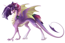 Size: 3603x2367 | Tagged: safe, artist:monogy, spike, twilight sparkle, alicorn, dracony, dragon, hybrid, pony, g4, concave belly, female, fit, fusion, high res, simple background, slender, solo, thin, transparent background, twilight sparkle (alicorn)