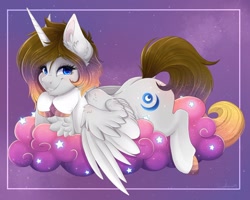 Size: 1920x1537 | Tagged: safe, artist:pvrii, oc, oc only, oc:pearl, alicorn, pony, cloud, female, mare, solo