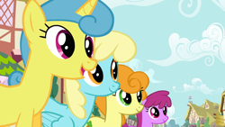Size: 1920x1080 | Tagged: safe, screencap, berry punch, berryshine, carrot top, golden harvest, lemon hearts, sassaflash, earth pony, pegasus, pony, unicorn, a friend in deed, g4, background pony, female, mare