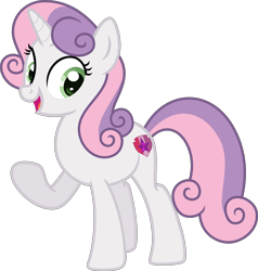Size: 3500x3684 | Tagged: safe, artist:n0kkun, sweetie belle, pony, unicorn, g4, alternate hairstyle, cutie mark, female, high res, mare, older, older sweetie belle, open mouth, open smile, raised hoof, simple background, smiling, solo, the cmc's cutie marks, transparent background