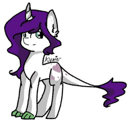 Size: 500x471 | Tagged: safe, artist:xxanniebluexx, oc, oc only, oc:bella di lee, dracony, hybrid, pony, unicorn, blank flank, claws, female, horn, interspecies offspring, mare, offspring, parent:rarity, parent:spike, parents:sparity, simple background, solo, unicorn oc, white background
