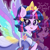 Size: 1100x1100 | Tagged: safe, artist:payshiechastityart, twilight sparkle, alicorn, pony, g4, my little pony: friendship is magic, the last problem, clothes, colored wings, coronation dress, crown, cute, dress, ear piercing, earring, female, gown, jewelry, mare, multicolored wings, piercing, rainbow wings, regalia, second coronation dress, solo, twiabetes, twilight sparkle (alicorn), wing bling, wings, zoom layer